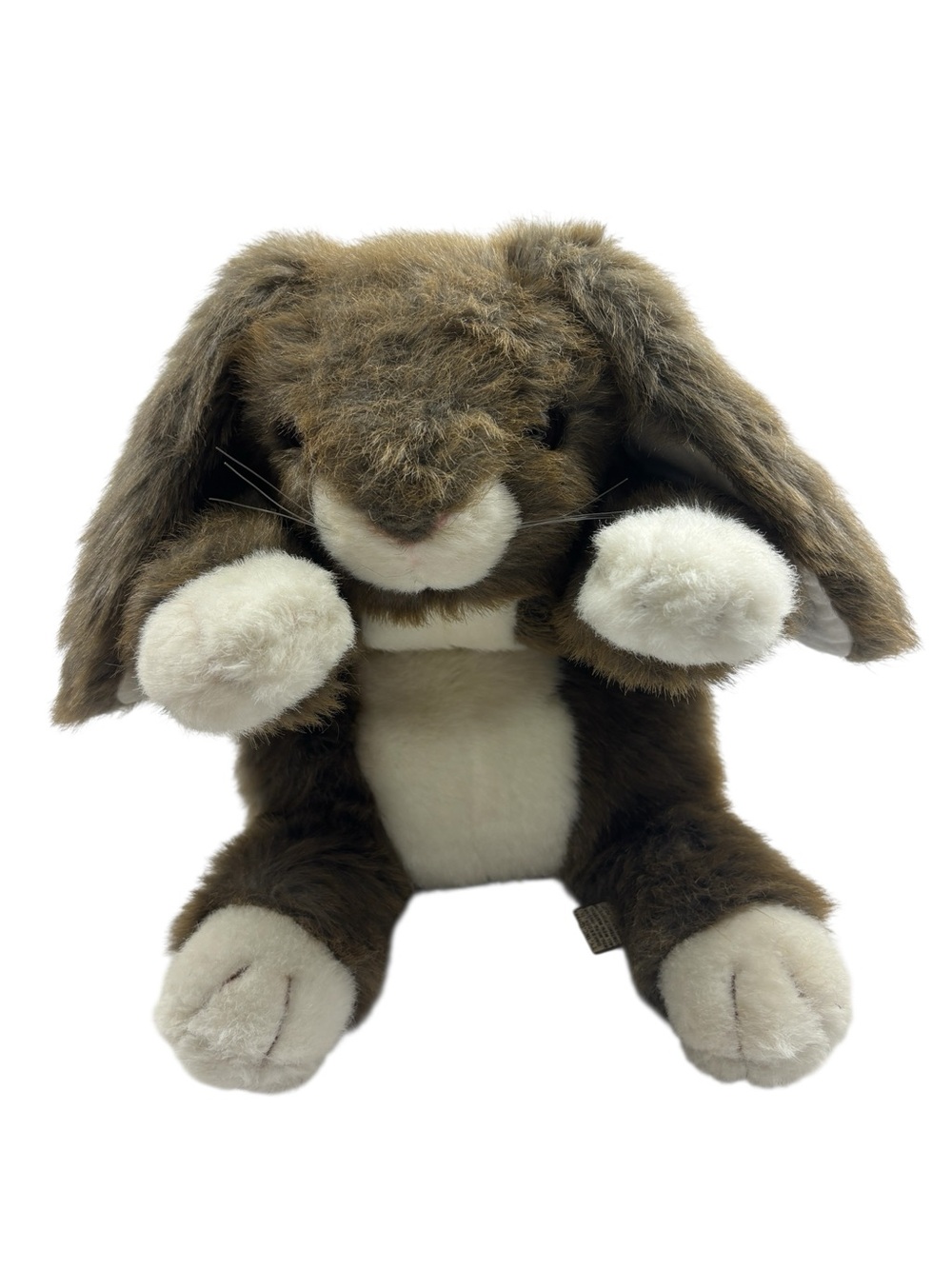 Vintage 1987 TY Brown Floppy Ear Cream Tail Bunny Rabbit Laying Flat